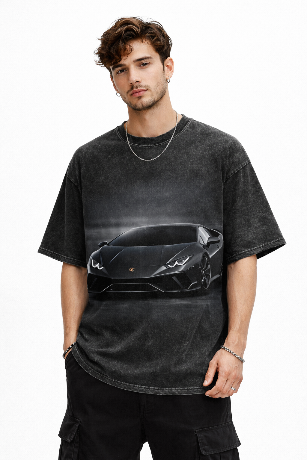 Unisex Acid Washed Oversized Black T-shirt