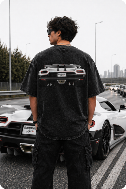 Unisex Acid Washed Oversized Black T-shirt(100% Cotton,240 GSM)